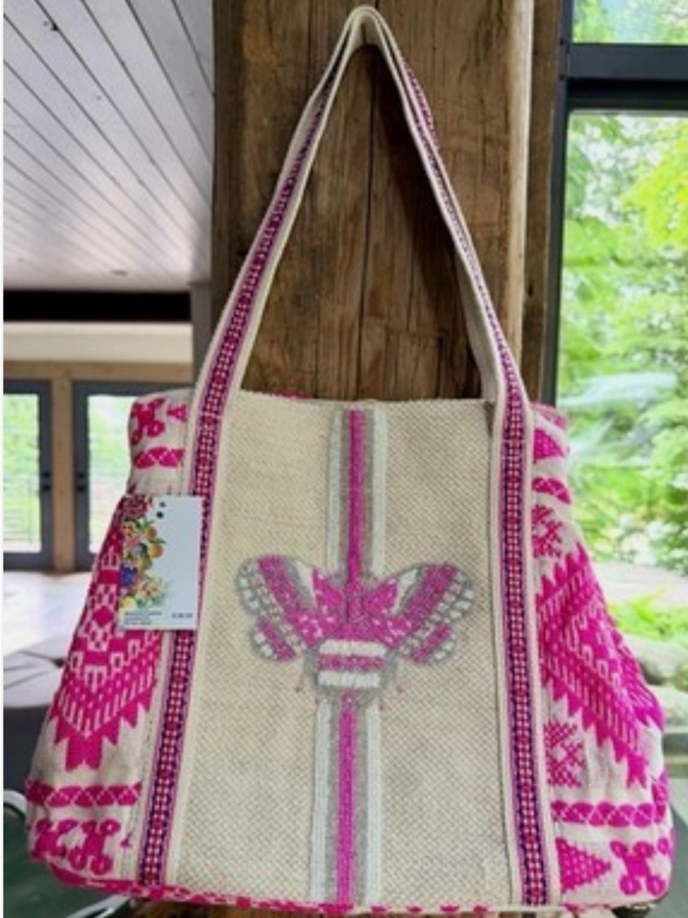 NWT America & Beyond Express Edit Beaded Embroidered Butterfly Tote Bag
